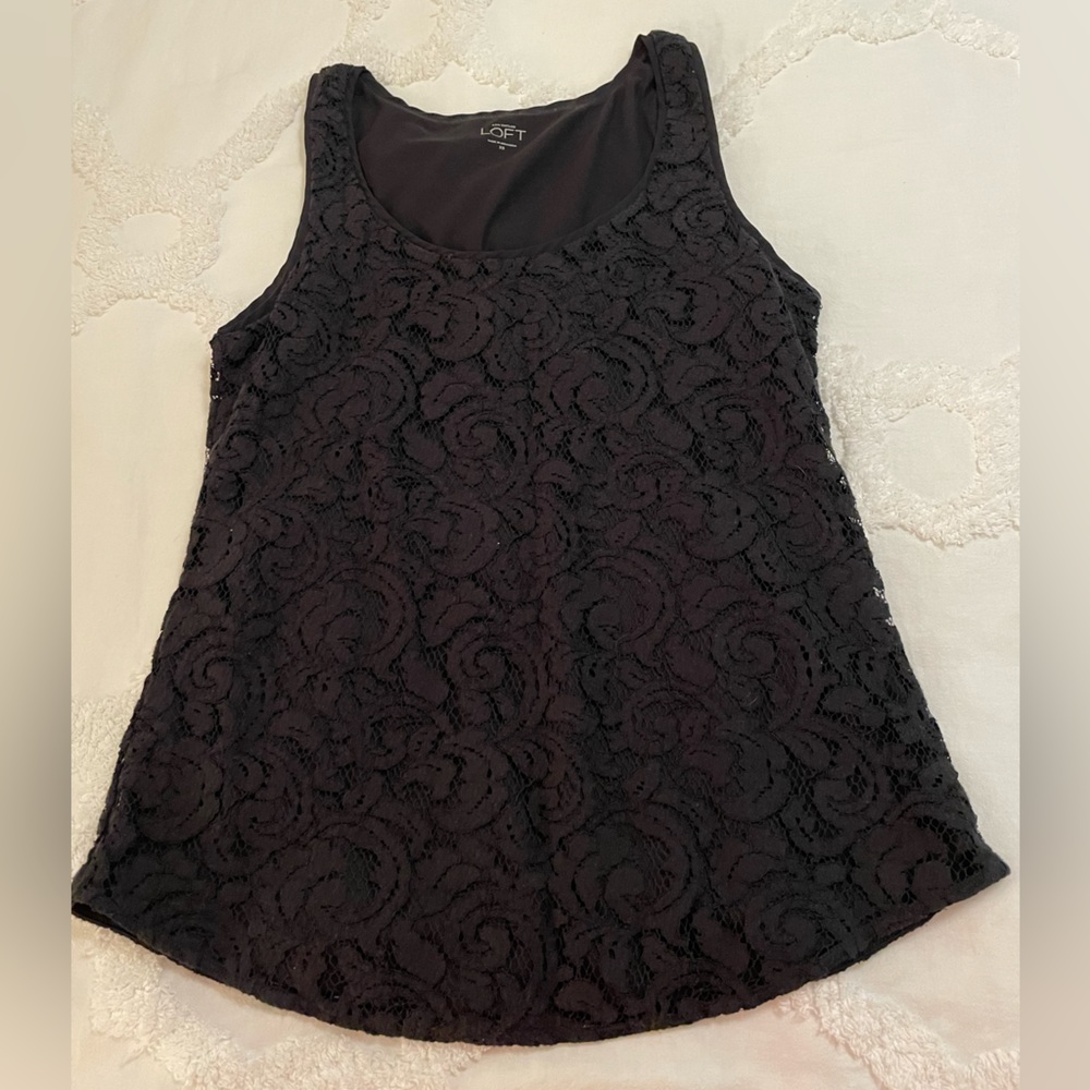 Loft Black Lace Tank Top
